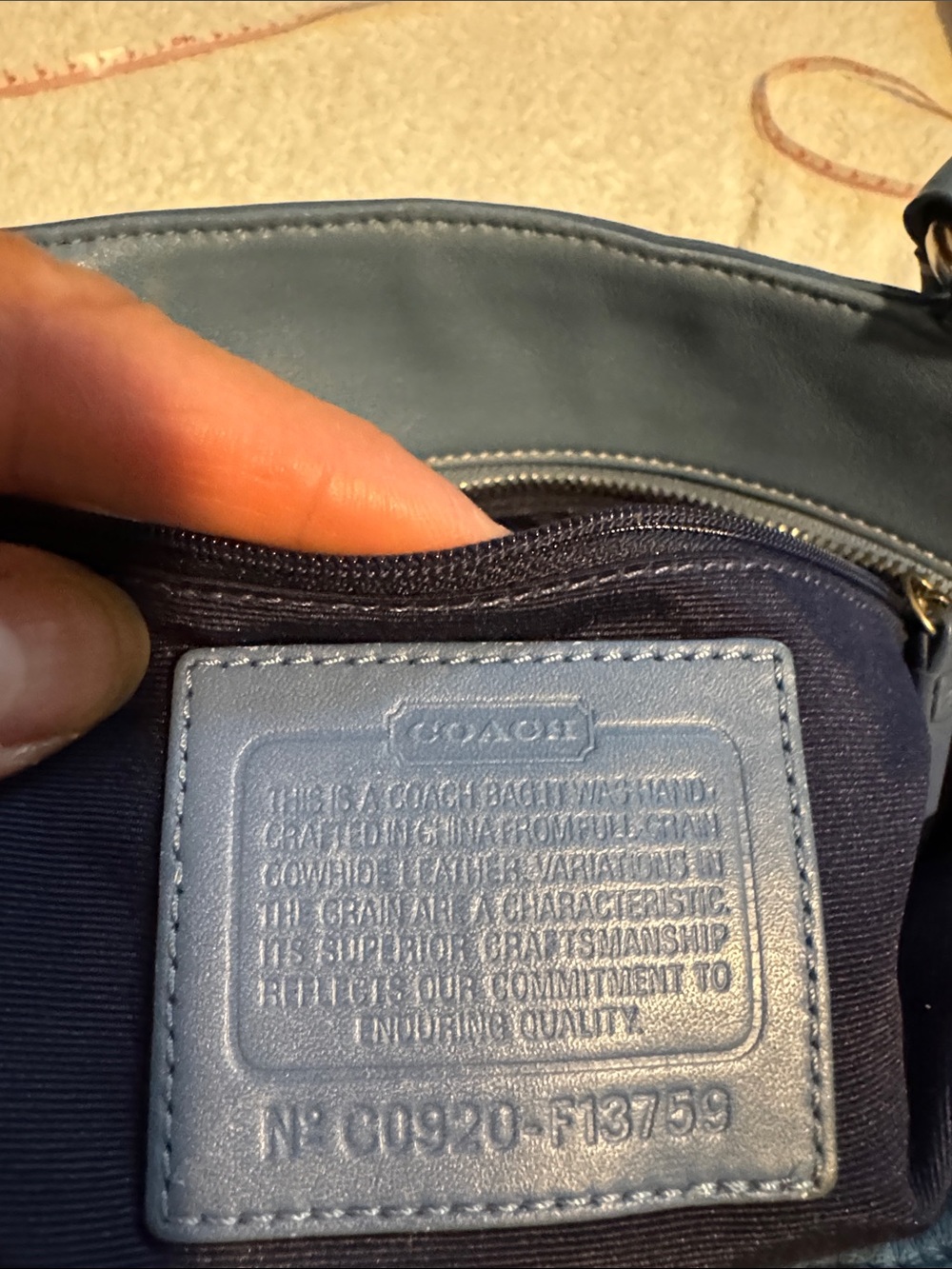 Coach Blue Leather Shoulder Tote - Picture 2 of 6